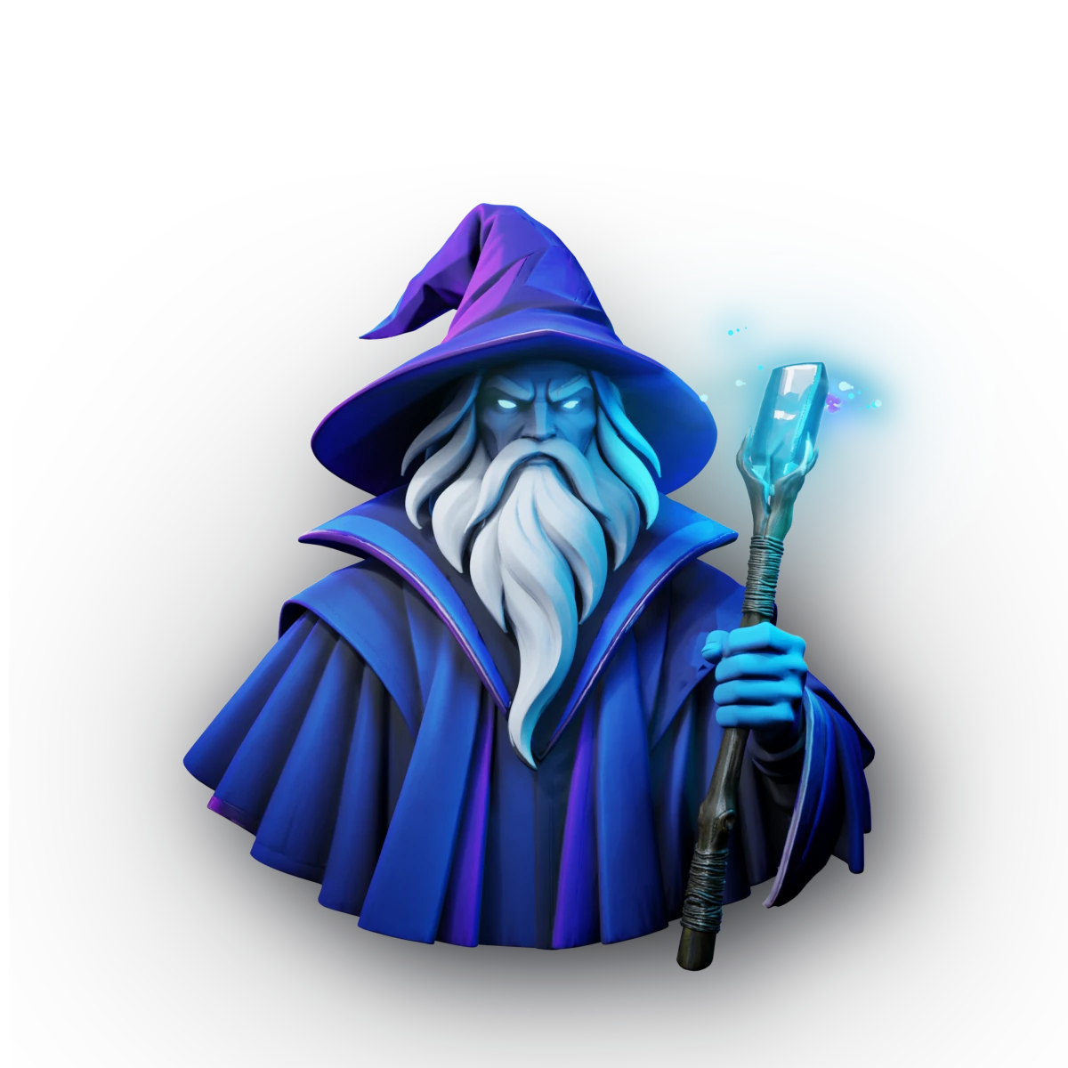 Ryze, der Assistent von Wizley, hält einen leuchtenden Stab.