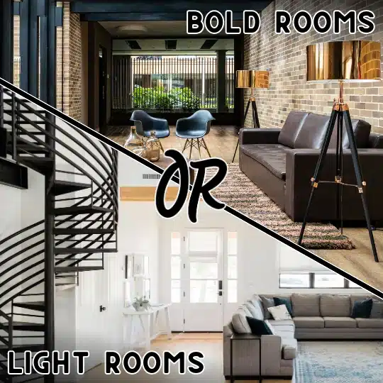 a collage of different rooms