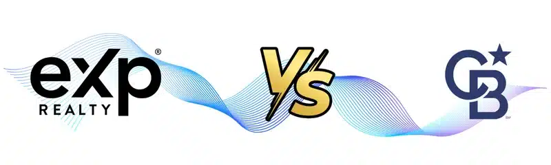eXp Realty vs Coldwell Banker logos with blue waves