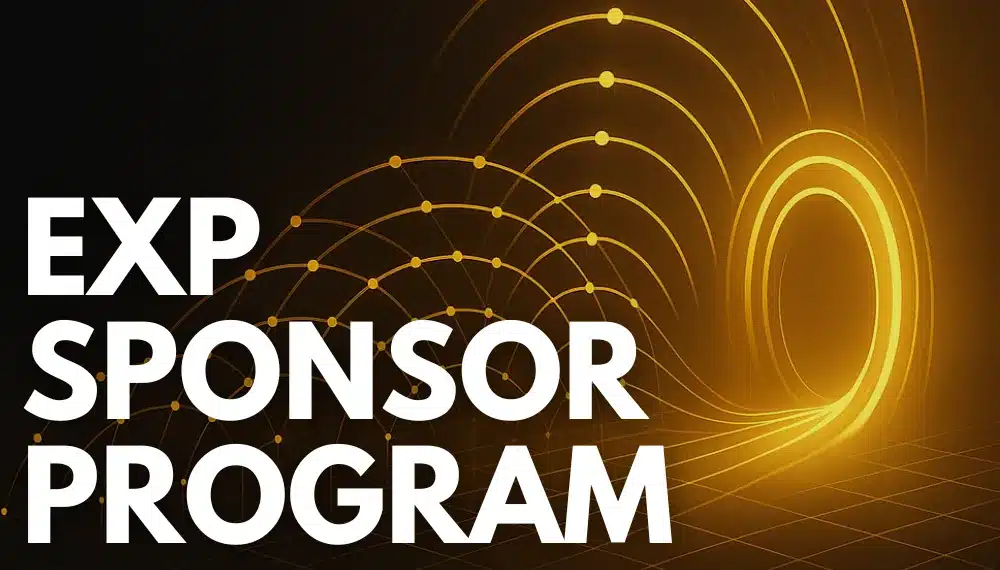 4 Futuristic gold portal and network arcs illustrating the eXp sponsor program.